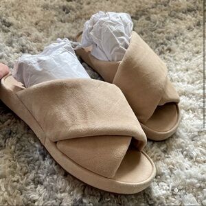 Crossover Suede Slip-on Sandals